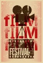 Film festival poster. Retro typographical grunge vector illustration.