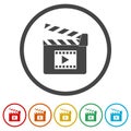 Film flap ring icon, color set