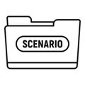 Film folder scenario icon, outline style