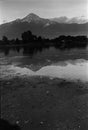 Film frame, black and white analog camera, Lake of Como, Italy Royalty Free Stock Photo