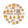 Film genre icon set Royalty Free Stock Photo