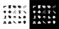 Film genres glyph icons set for night and day mode