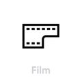 Film icon flat. Editable Vector Outline. Royalty Free Stock Photo