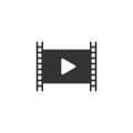 Film icon in flat style. Movie vector illustration on white isolated background. Play video business concept Royalty Free Stock Photo
