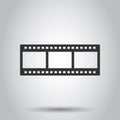 Film icon in flat style. Movie vector illustration on white isolated background. Play video business concept Royalty Free Stock Photo