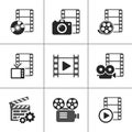 Film icon pack on white. Vector elements Royalty Free Stock Photo