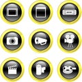 Round Black Gold Bubble Film Icon Buttons