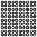 100 film icons set black circle Royalty Free Stock Photo