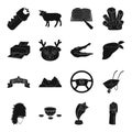 Film, instrument, cars, taxi and other web icon in black style.