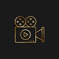 Film, introduction, video gold icon. Vector illustration of golden icon Royalty Free Stock Photo