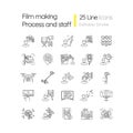 Film making process and staff linear icons set