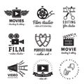 Film, movie and video logo vintage vector set. Hipster and retro style.