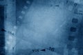 Film negatives blue background Royalty Free Stock Photo