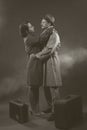 Film noir romantic scene Royalty Free Stock Photo