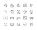 Film and photographic libraries line icons, signs, vector set, outline illustration concept Royalty Free Stock Photo