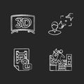 Film production chalk white icons set on black background