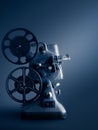 Film projector on a dark background Royalty Free Stock Photo