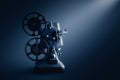 Film projector on a dark background Royalty Free Stock Photo