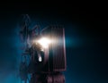 Film projector on a dark background Royalty Free Stock Photo