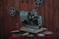 Film projector with film