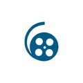 Film Reel Blue Icon On White Background. Blue Flat Style Vector Illustration Royalty Free Stock Photo