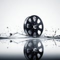 Black Film Reel With Water Splashes - Minimalistic Sophistication