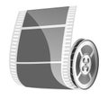 Film reel and cinema tape isolated on white background. Royalty Free Stock Photo