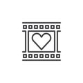 Film reel with heart frame line icon Royalty Free Stock Photo