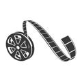 Film reel icon, cinematography black tape strip
