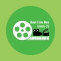 Film Reel icon, Reel Film Day design concept, suitable for social media post templates, posters, greeting cards, banners, backgrou Royalty Free Stock Photo