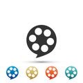 Film reel icon isolated on white background. Set elements in colored icons. Flat design. Vector