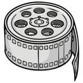 Film reel illustration, digital film reel, cinema technology illustration Royalty Free Stock Photo