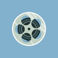 Film reel illustration isolated on the blue background. Flat design.