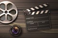 Clapperboards and the reel of film Royalty Free Stock Photo