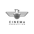 Film Reel And Line Art Eagle Bird With Star For Movie Production Logo Design