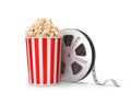 The film reel and popcorn.