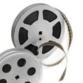 Film reels isolated on white background. Retro equipment Royalty Free Stock Photo