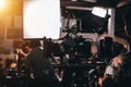 The film set professional camera crew Royalty Free Stock Photo