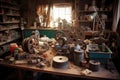 film spools and reels on workbench