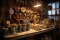 film spools and reels on workbench