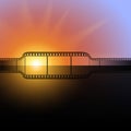 Film strip against the flash of light background Royalty Free Stock Photo