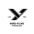 Film strip bird logo icon design