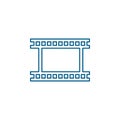 Film Strip Line Blue Icon On White Background. Blue Flat Style Vector Illustration Royalty Free Stock Photo