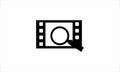 Film Strip with  Magnifier logo or video search icon vector design illustration Royalty Free Stock Photo