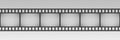 Film strip pattern. Repeated black filmstrip on transparent background. Element for design old video film format. Repeating clippi