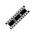 Film strip with a triangle inside icon vector sign and symbol is