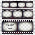 Film Strip Vector. Set Realistic Frame Strip Blank Scratched Isolated On Transparent Background. Royalty Free Stock Photo