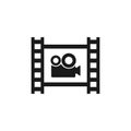 Film strip with video camera vector icon. Cinema symbol.