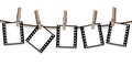 Film strips hanging out to dry Royalty Free Stock Photo