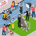 Film Studio Isometric Composition Royalty Free Stock Photo